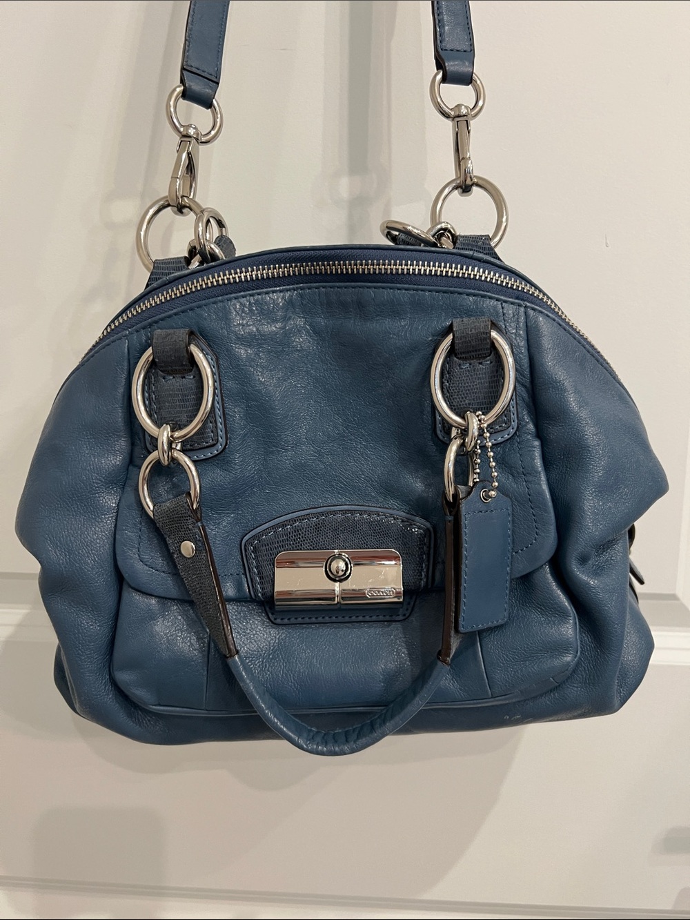 Coach 19296 Kristin Blue Leather Crossbody Satchel - Picture 2 of 16